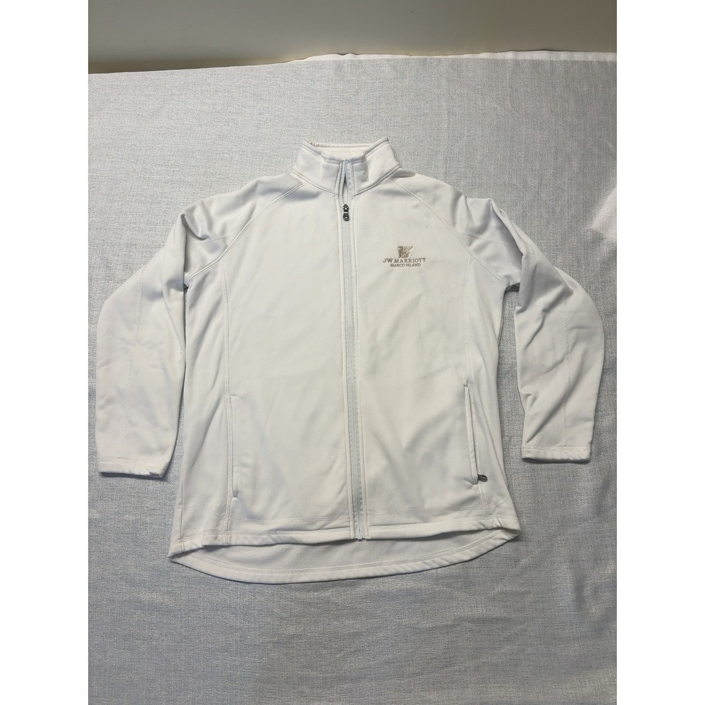 Women's White Full Zip Jacket Lightweight Athletic – Minor Stains –‎ Size L